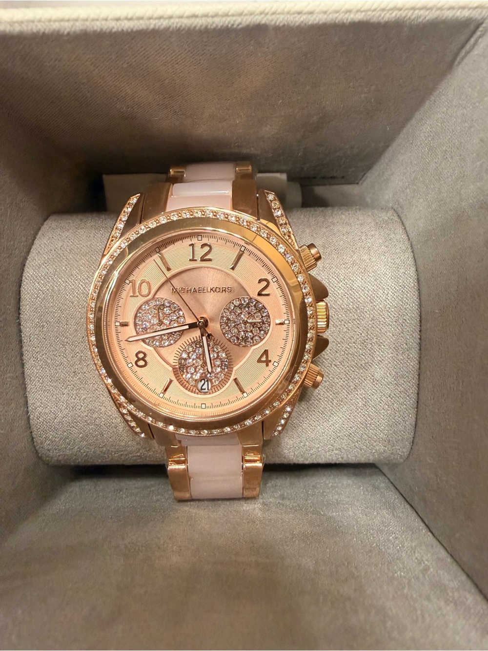 Michael Kors Rose Gold Watch with Blush Accents and Crystal Dial 39mm